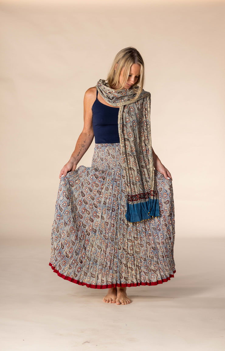 New 50 Panel Skirt in Pure Hand Block Printed Cotton SS2025