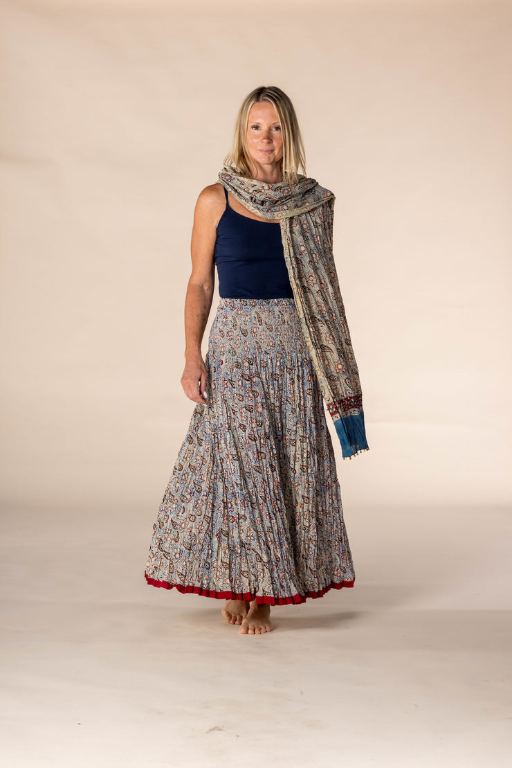 New 50 Panel Skirt in Pure Hand Block Printed Cotton SS2025