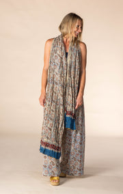 New Hand Block Printed Pure Cotton Scarves SS2025 Earth Paisley