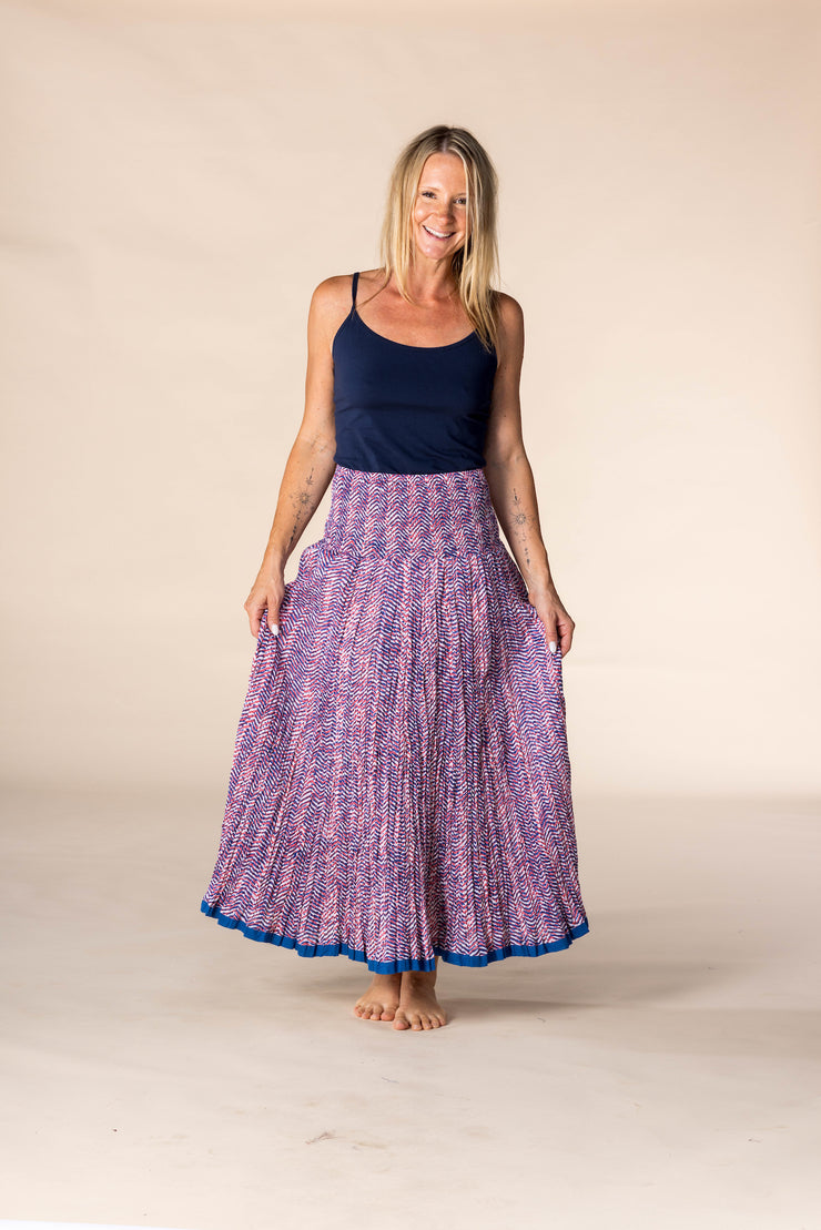 New 50 Panel Skirt in Pure Hand Block Printed Cotton SS2025