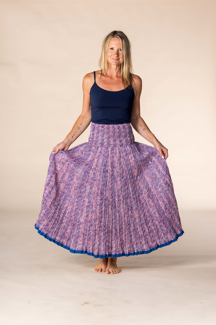 New 50 Panel Skirt in Pure Hand Block Printed Cotton SS2025