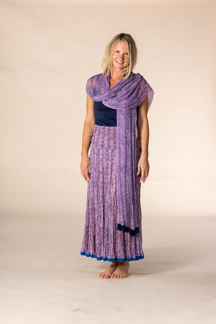 New 50 Panel Skirt in Pure Hand Block Printed Cotton SS2025