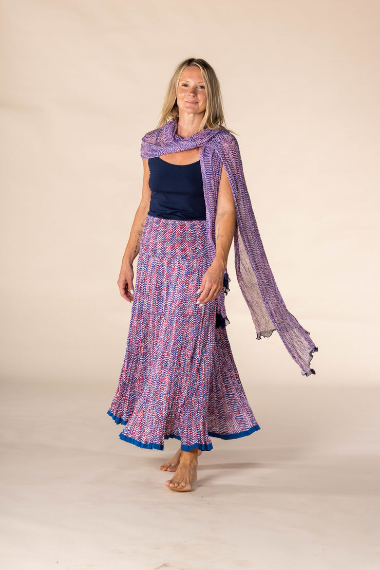 New 50 Panel Skirt in Pure Hand Block Printed Cotton SS2025