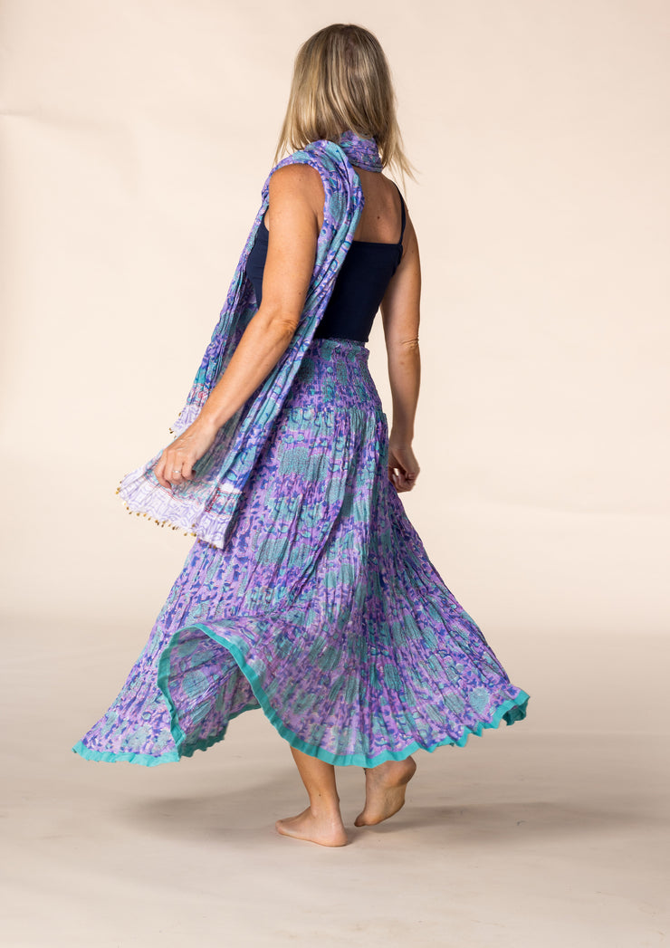 New Hand Block Printed Pure Cotton Scarves SS2025 Twilight Blossom