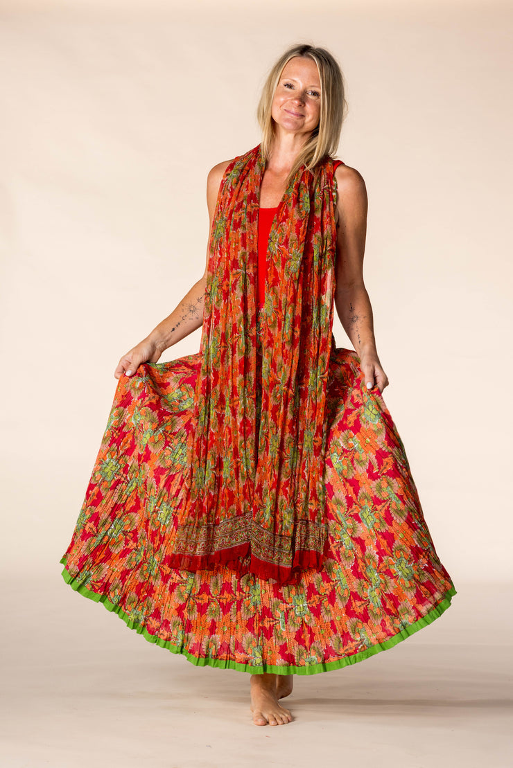 New 50 Panel Skirt in Pure Hand Block Printed Cotton SS2025