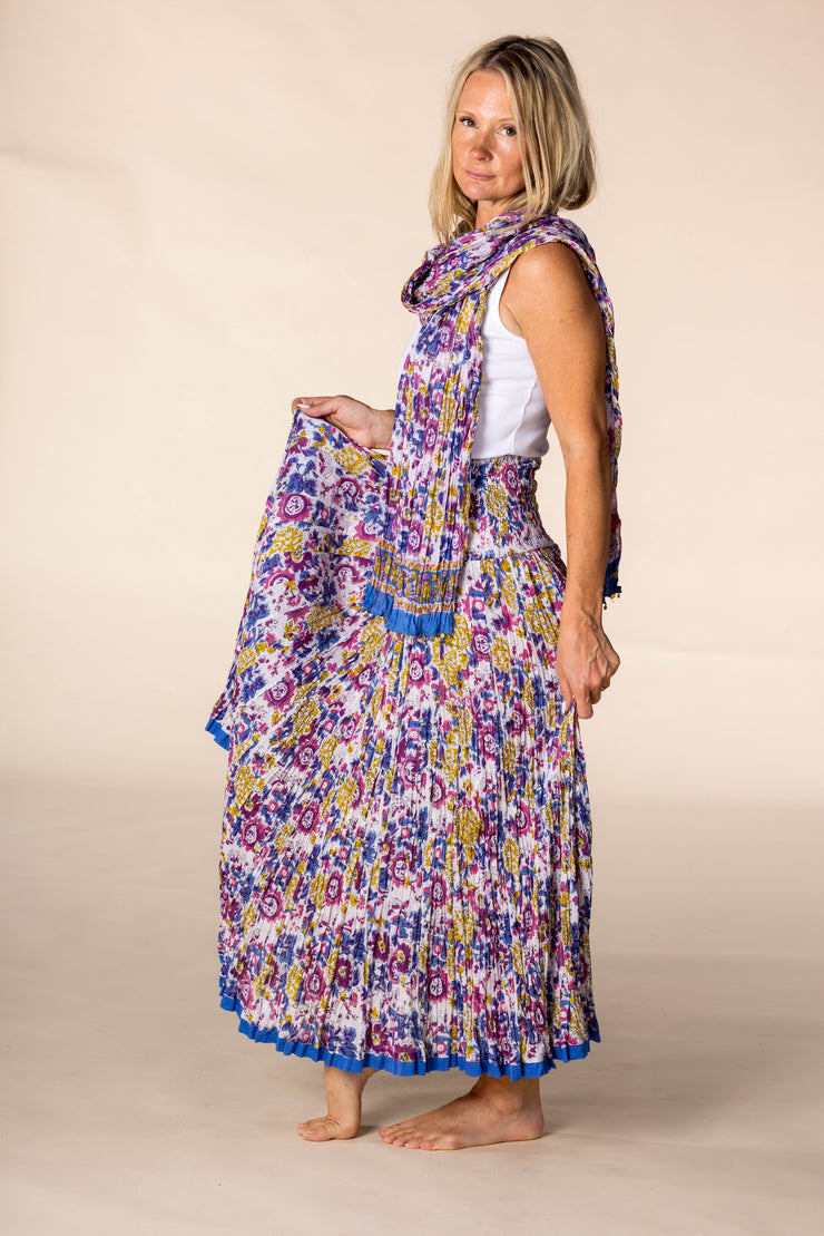 New Hand Block Printed Pure Cotton Scarves SS2025 Sunset Jardine