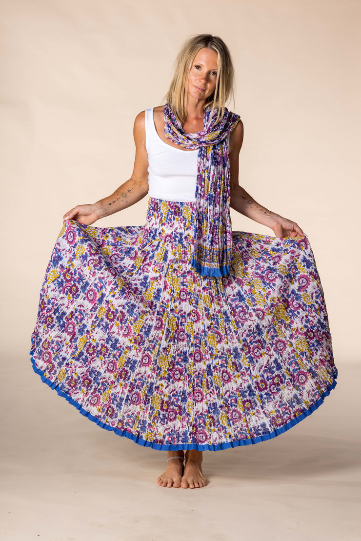 New 50 Panel Skirt in Pure Hand Block Printed Cotton SS2025