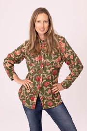Classic Shirt Hand Block Printed Brushed Cotton Only Size M Left