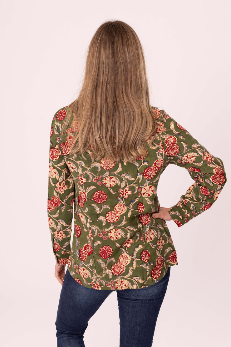 Classic Shirt Hand Block Printed Brushed Cotton Only Size M Left