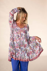 New Flute Panel Shirt in Hand Block Printed Pure Cotton SS2025