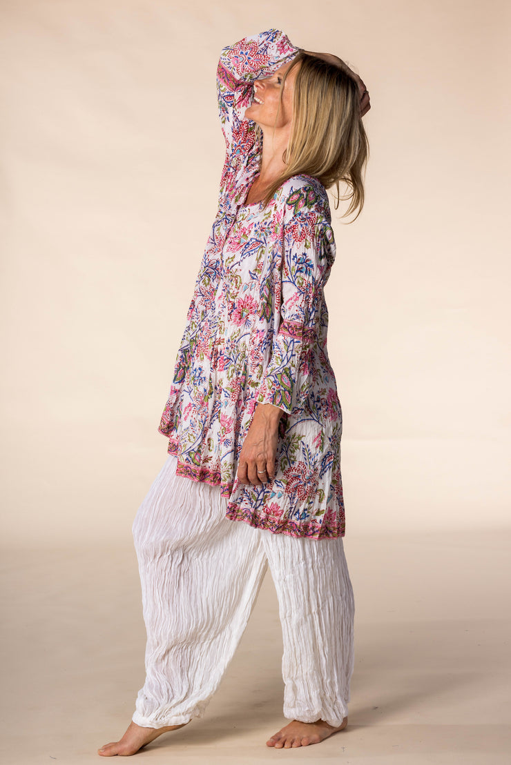 New Flute Panel Shirt in Hand Block Printed Pure Cotton SS2025