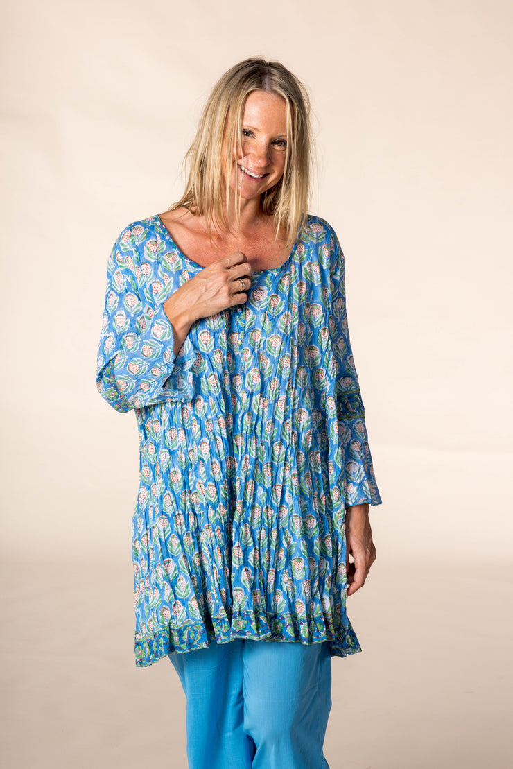 New Flute Panel Shirt in Hand Block Printed Pure Cotton SS2025