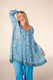 New Flute Panel Shirt in Hand Block Printed Pure Cotton SS2025