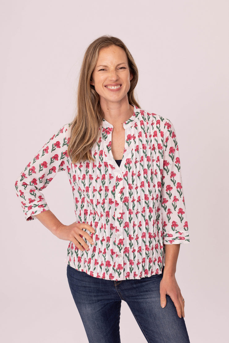 Kamal Pleat Shirt Hand Block Printed in Pure Cotton Size M-12 Only Left Was £59 Now £29