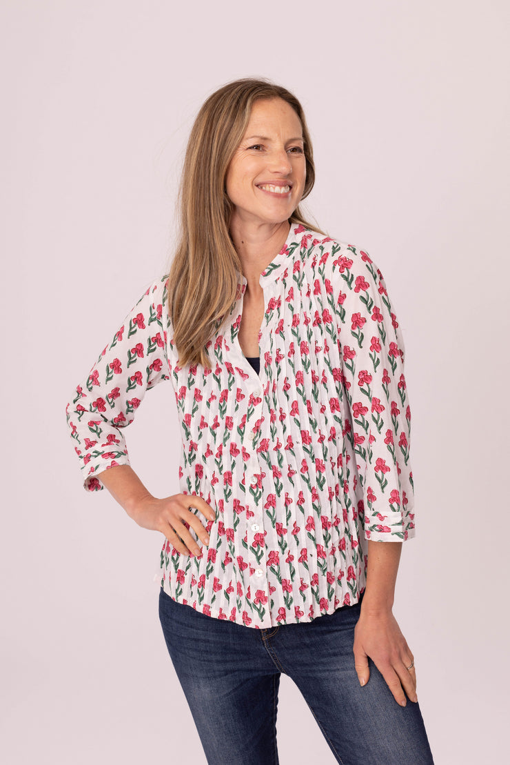 Kamal Pleat Shirt Hand Block Printed in Pure Cotton Size M-12 Only Left Was £59 Now £29