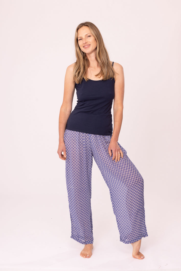 Ottorose Pants Block Printed In Viscose Crepe