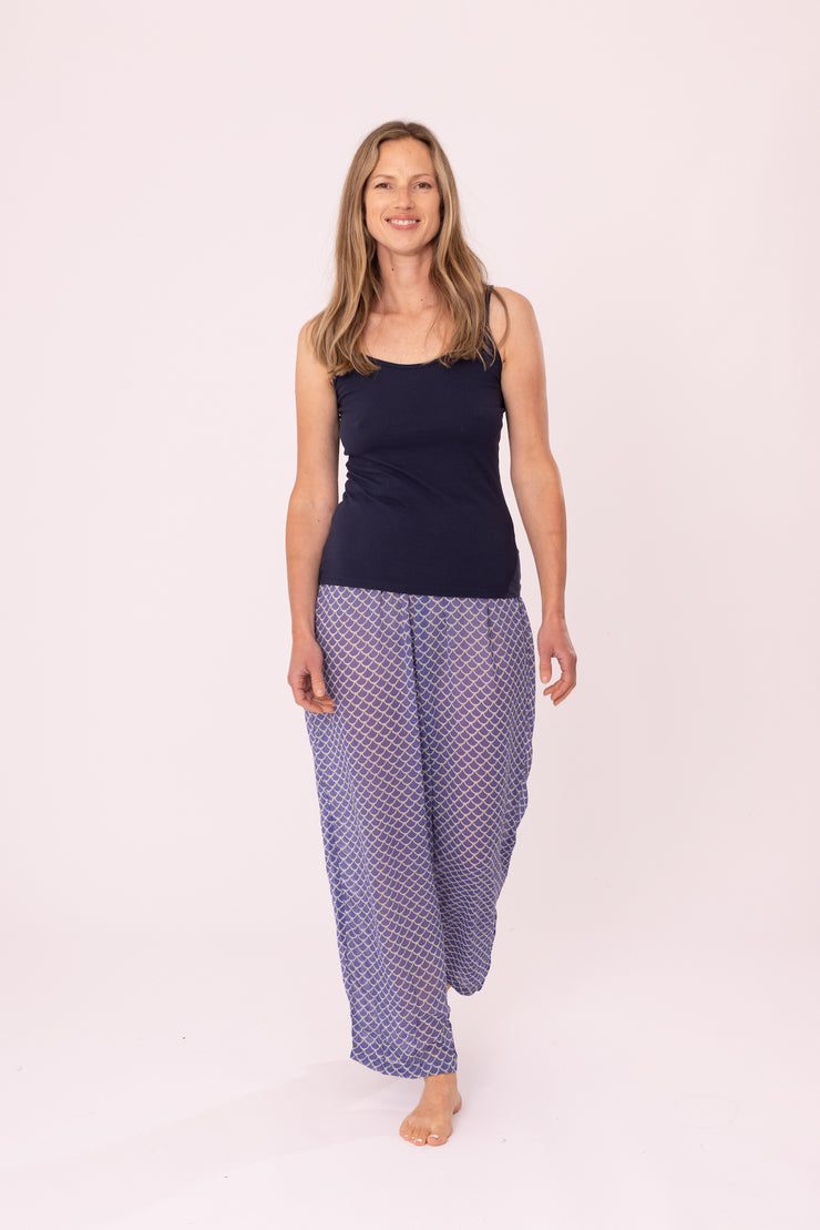 Ottorose Pants Block Printed In Viscose Crepe