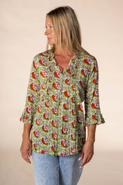 New Mughal Blouse Hand Block Printed Pure Cotton SS2025 Only Size M Left