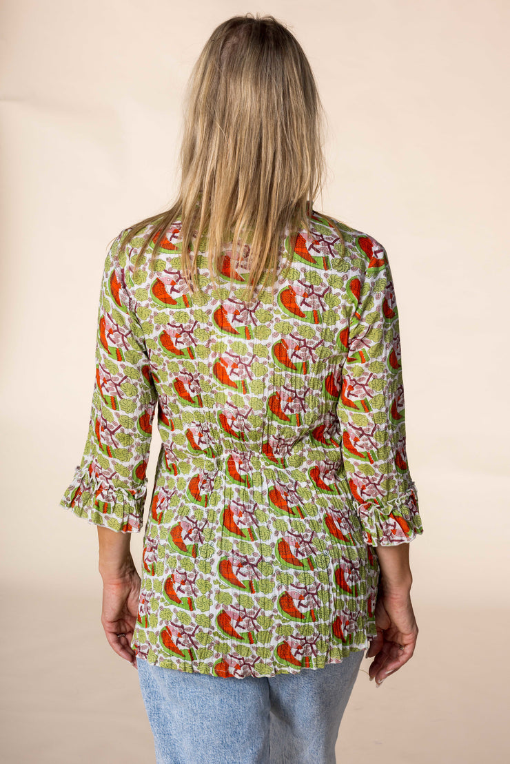 New Mughal Blouse Hand Block Printed Pure Cotton SS2025 Only Size M Left