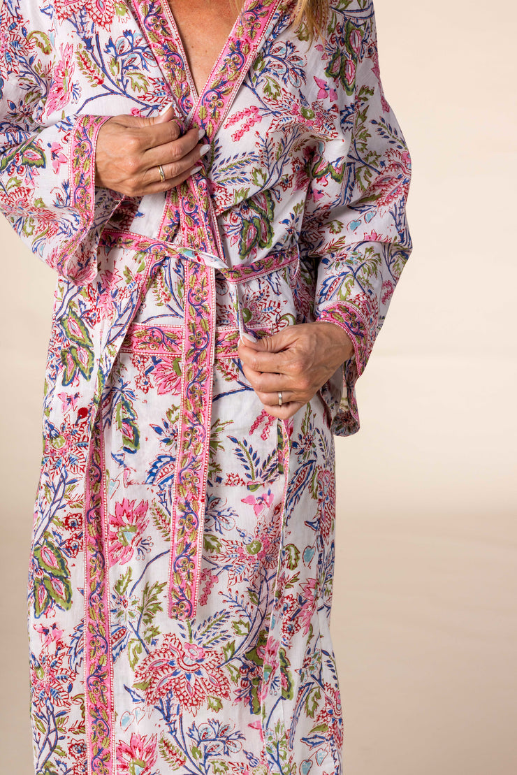 New Nila's Dressing Gown in Hand Block Printed Pure Cotton SS2025 Only Size S/M
