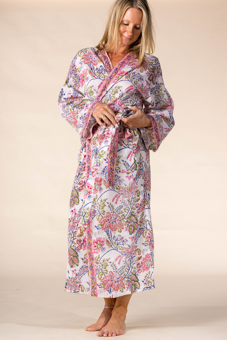 New Nila's Dressing Gown in Hand Block Printed Pure Cotton SS2025 Only Size S/M