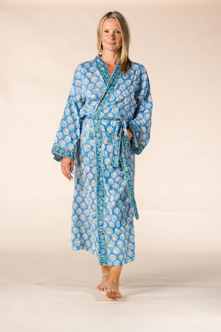 New Nila's Dressing Gown in Hand Block Printed Pure Cotton SS2025 Only Size S/M
