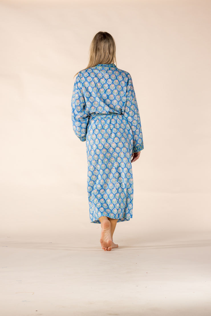 New Nila's Dressing Gown in Hand Block Printed Pure Cotton SS2025 Only Size S/M