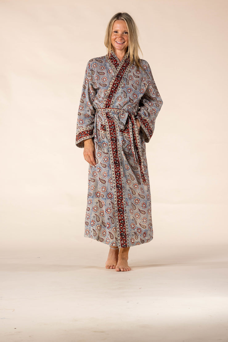 New Nila's Dressing Gown in Hand Block Printed Pure Cotton SS2025 Only Size S/M