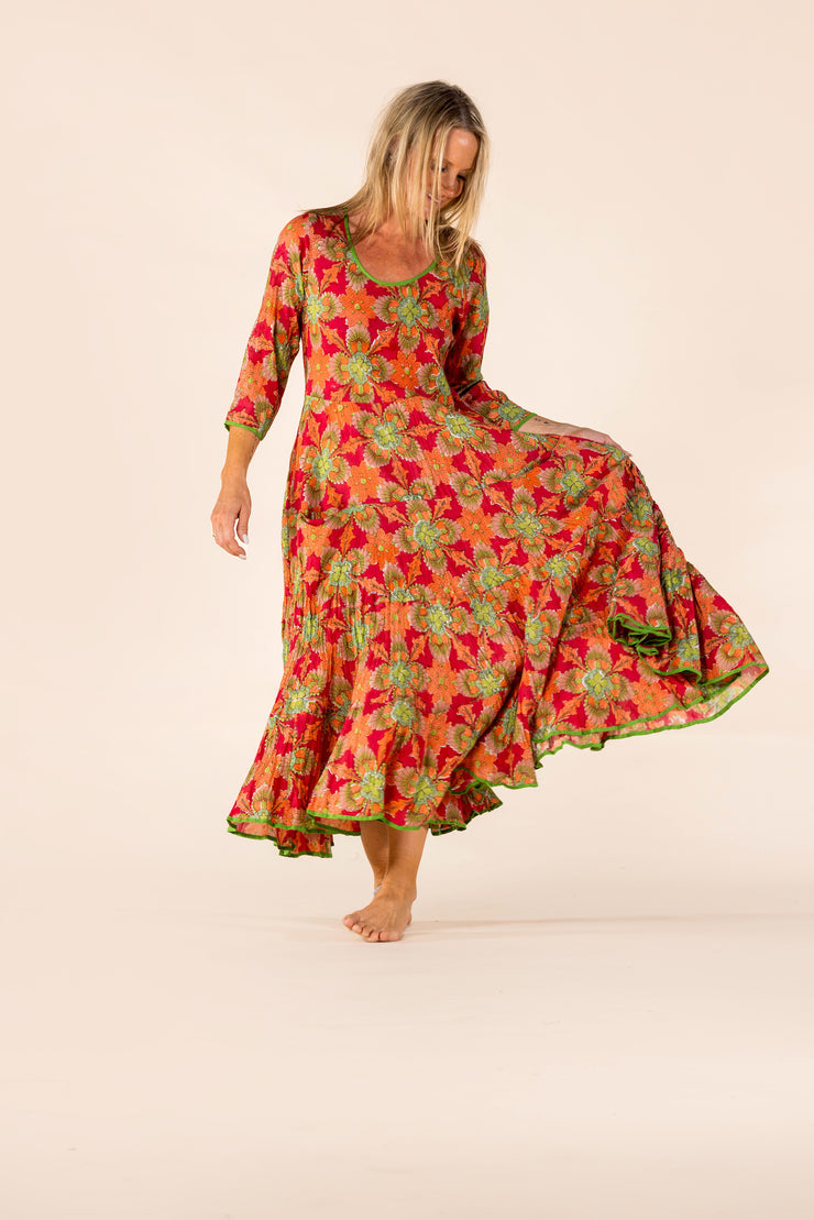 New Ruby Sun Dress Hand Block Printed Pure Cotton SS2025
