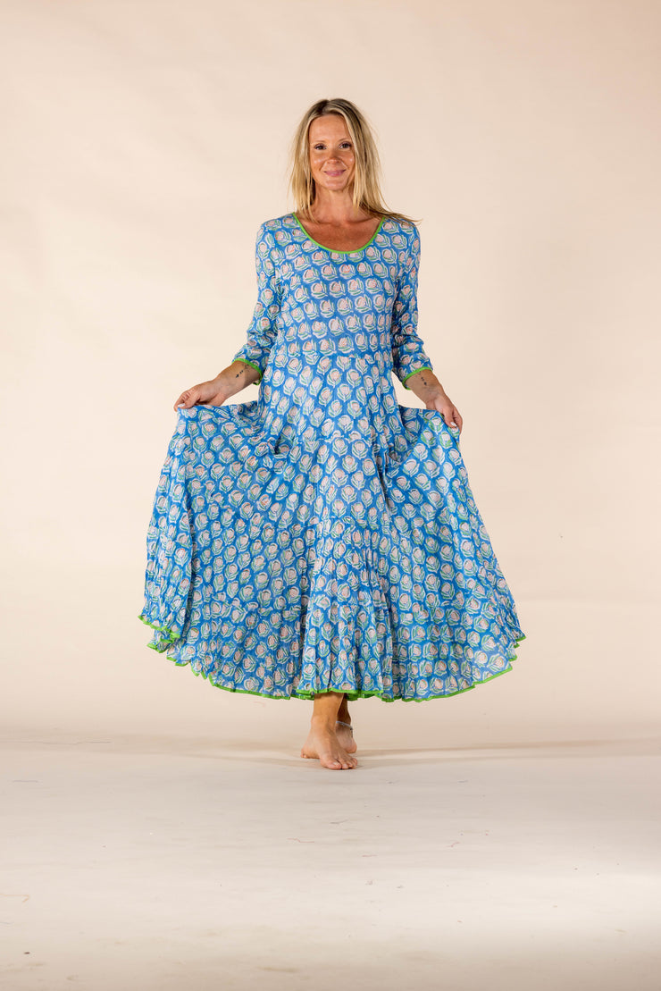 New Ruby Sun Dress Hand Block Printed Pure Cotton SS2025