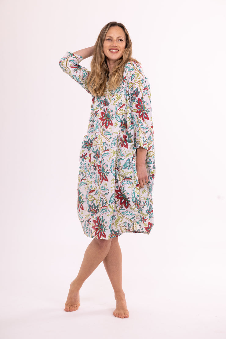 New Roshan Dress Hand Block Printed in Pure Cotton SS24