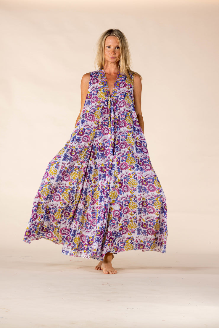 New Nalada Dress  Sleeveless Hand Block Printed In Pure Cotton SS2025