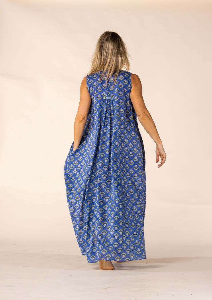 New Nalada Dress  Sleeveless Hand Block Printed In Pure Cotton SS2025