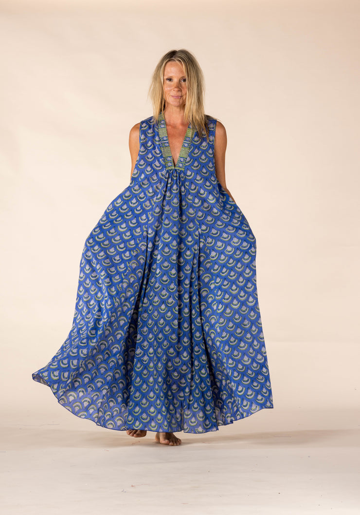 New Nalada Dress  Sleeveless Hand Block Printed In Pure Cotton SS2025