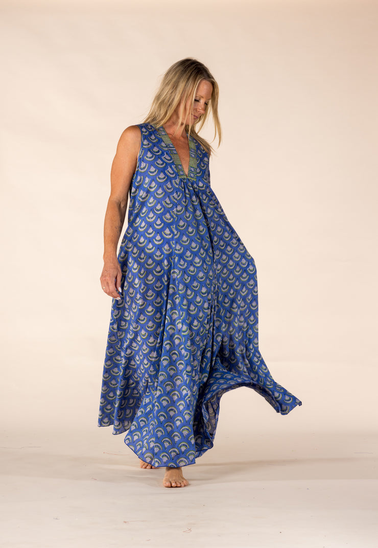 New Nalada Dress  Sleeveless Hand Block Printed In Pure Cotton SS2025