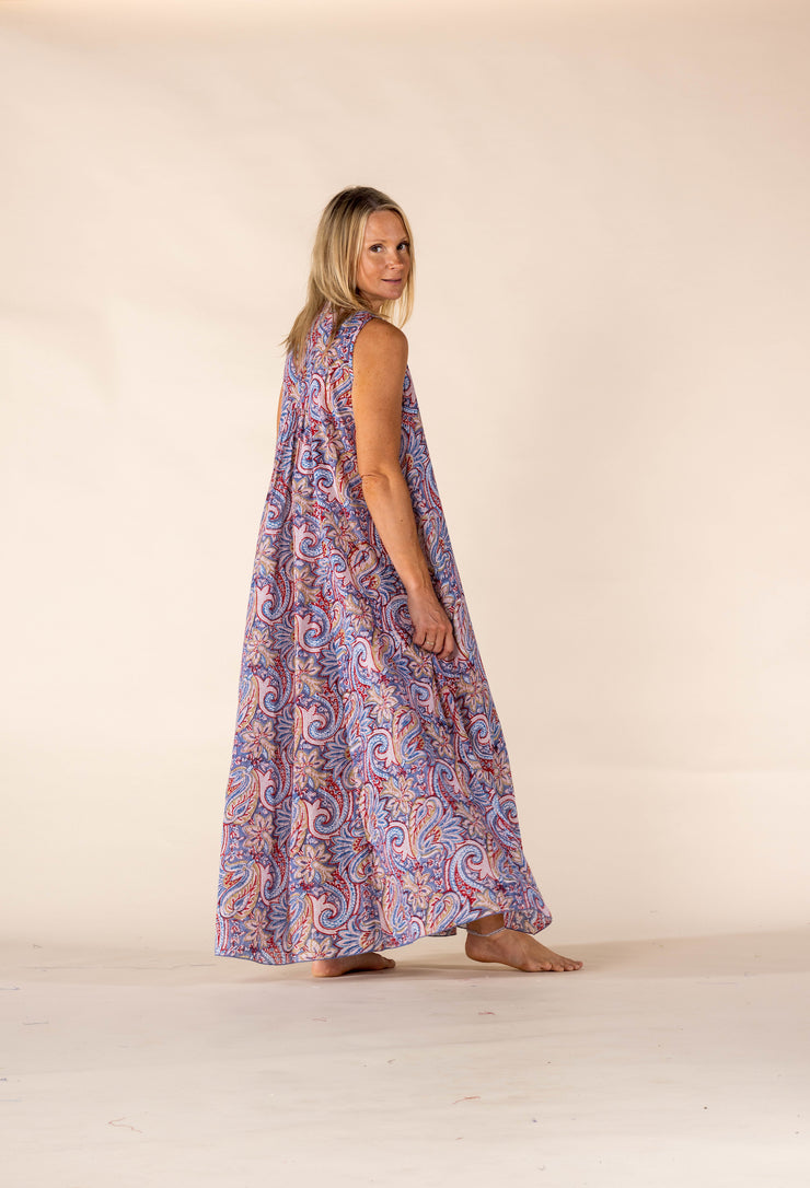New Nalada Dress  Sleeveless Hand Block Printed In Pure Cotton SS2025