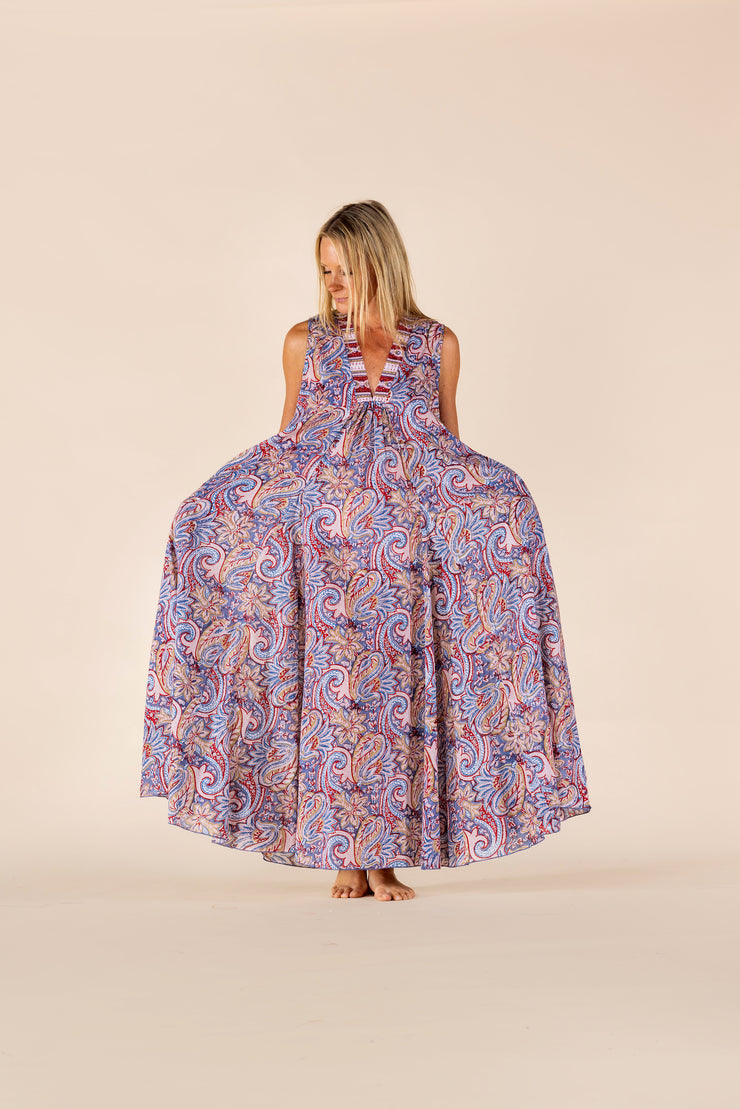New Nalada Dress  Sleeveless Hand Block Printed In Pure Cotton SS2025