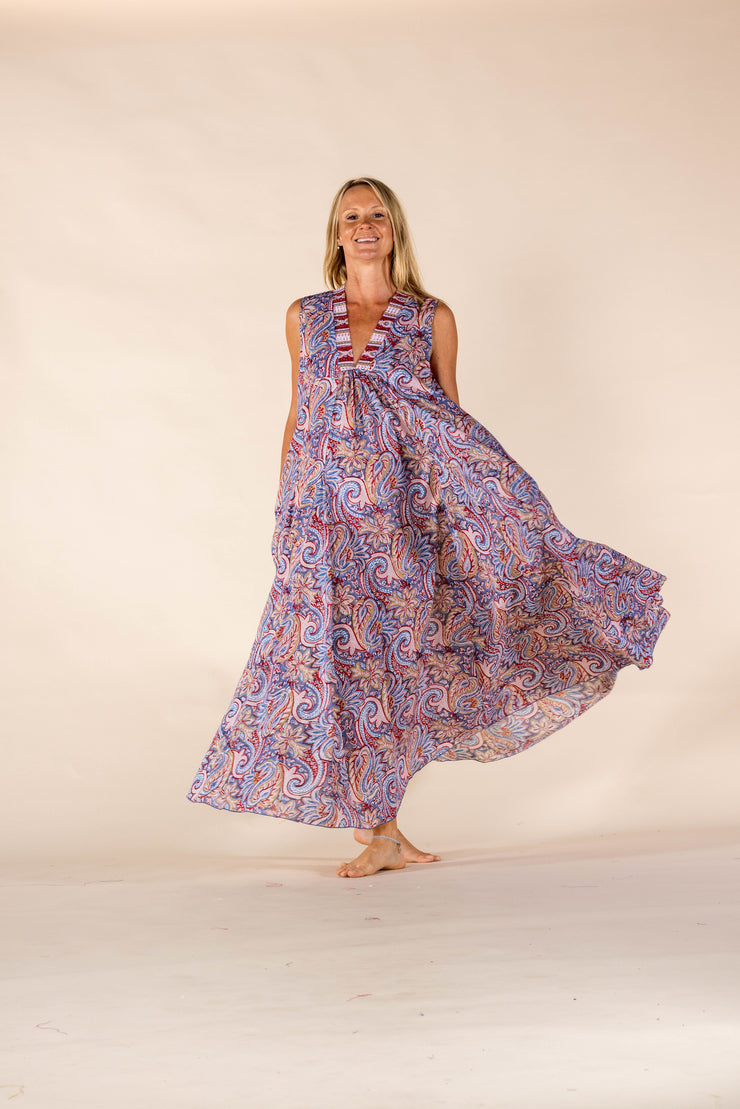 New Nalada Dress  Sleeveless Hand Block Printed In Pure Cotton SS2025