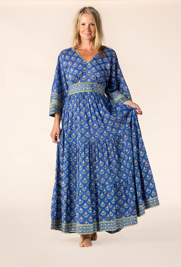 New Kumar Maxi Dress Hand Block Printed Pure Cotton SS2025