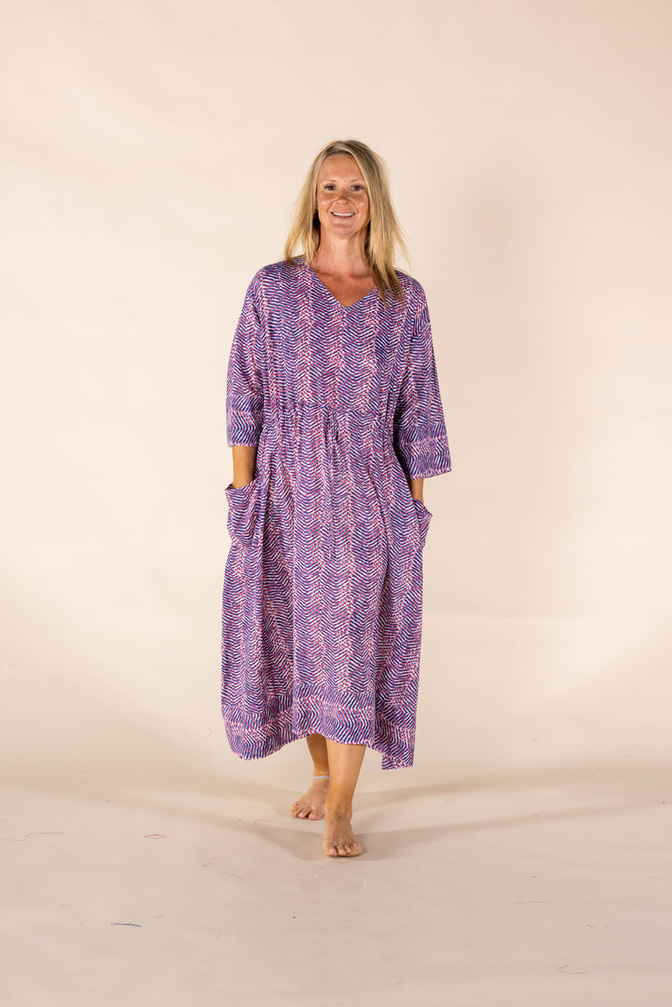 New Prem Pocket  Dress Hand Block Printed in Pure Cotton SS2025