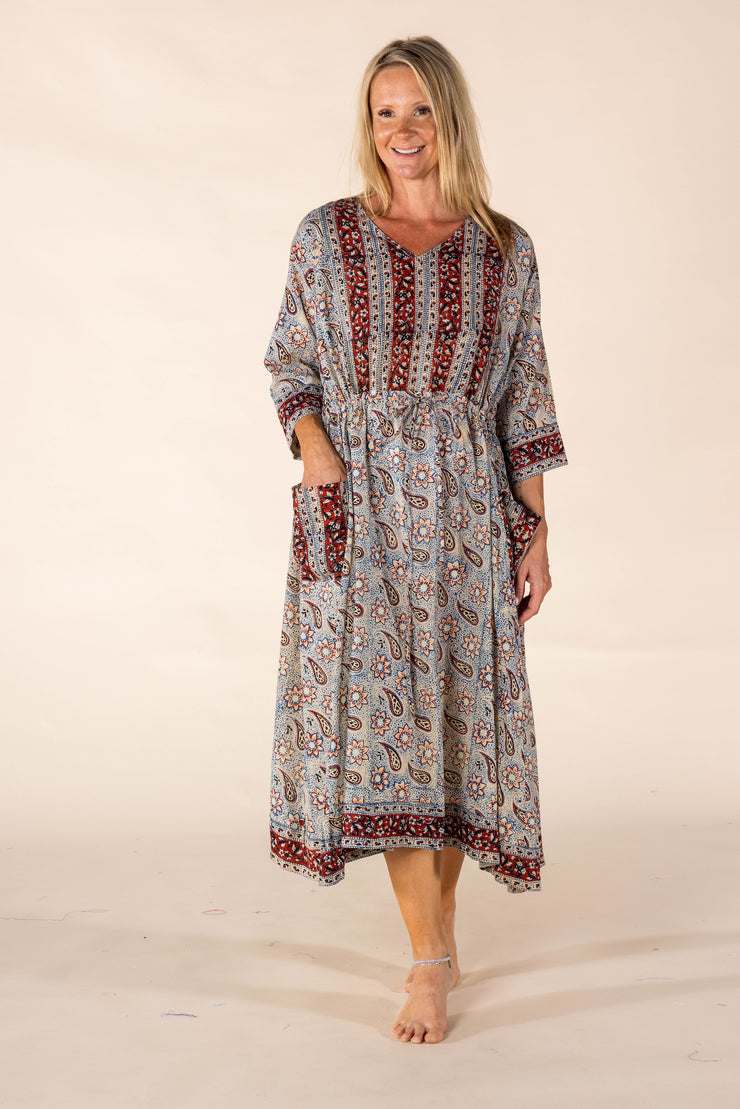 New Prem Pocket  Dress Hand Block Printed in Pure Cotton SS2025
