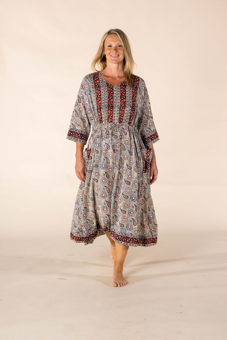 New Prem Pocket  Dress Hand Block Printed in Pure Cotton SS2025