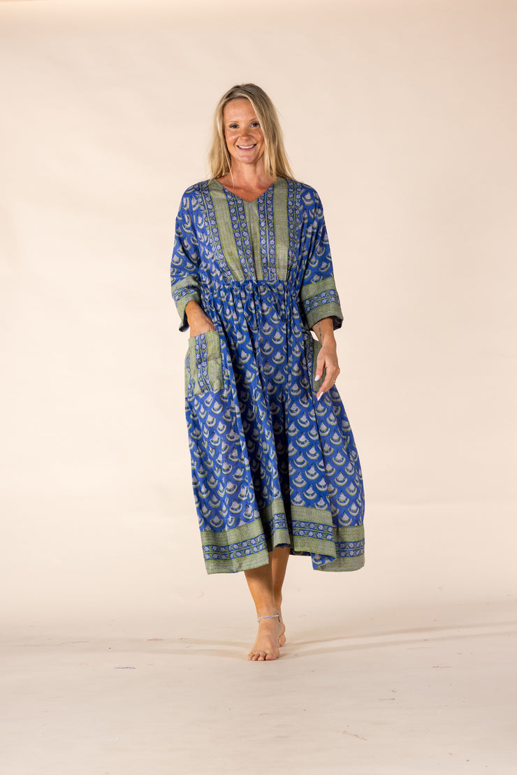 New Prem Pocket  Dress Hand Block Printed in Pure Cotton SS2025