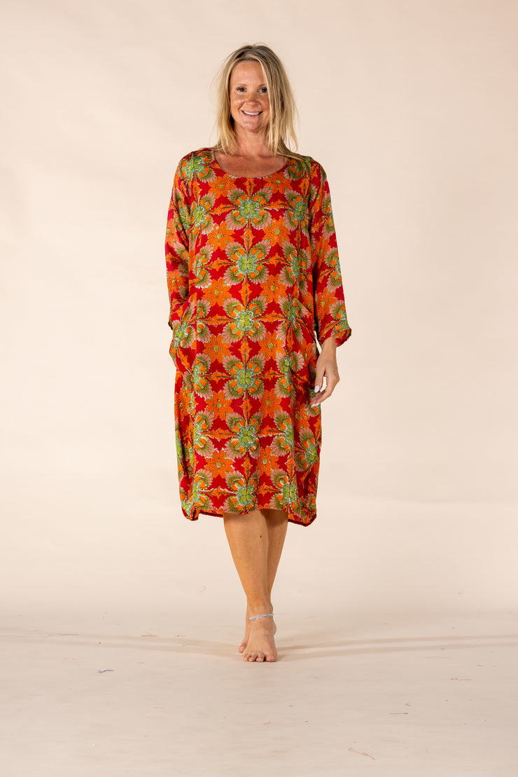 New Roshan Dress Hand Block Printed Bamboo Silk SS2025