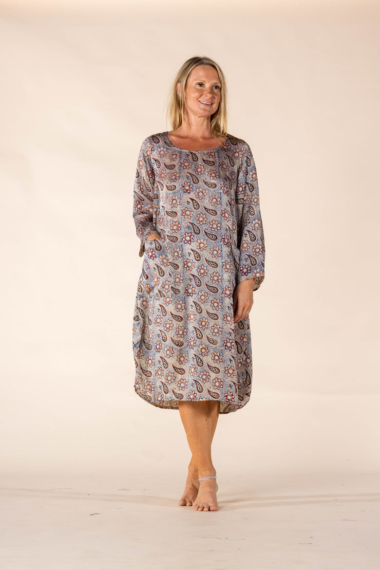 New Roshan Dress Hand Block Printed Bamboo Silk SS2025