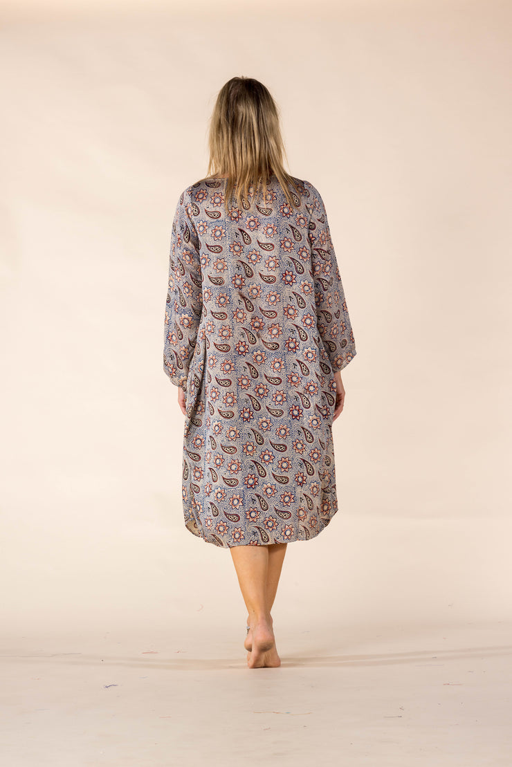 New Roshan Dress Hand Block Printed Bamboo Silk SS2025