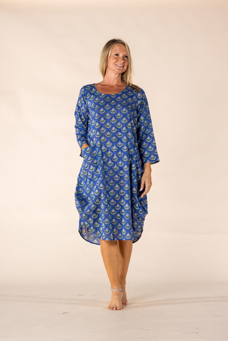 New Roshan Dress Hand Block Printed in Pure Cotton SS2025