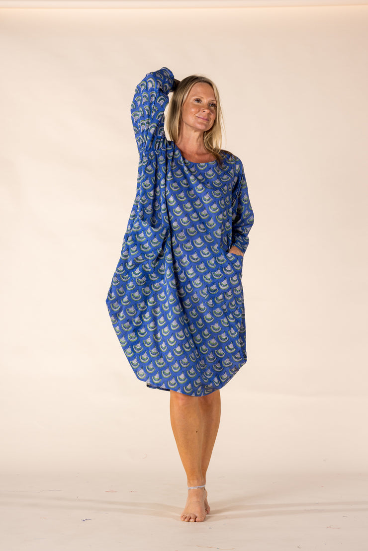 New Roshan Dress Hand Block Printed in Pure Cotton SS2025