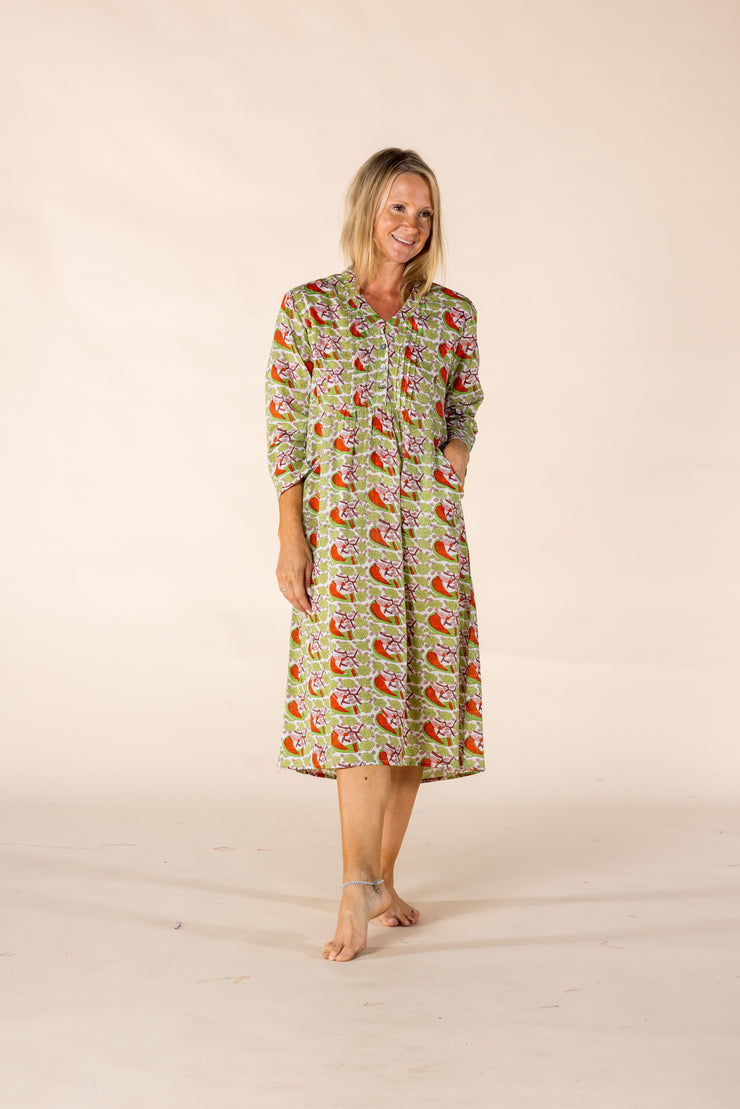 New Millie Dress Hand Block Printed In Pure Cotton - SS2025 Only Size M Left!