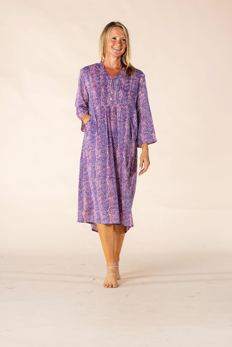 New Millie Dress Hand Block Printed In Pure Cotton - SS2025 Only Size M Left!